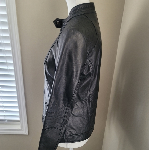 Bh Sophisticates Black Lamb Leather Jacket Blazer Moto NEW Size M #1268 - Picture 12 of 16